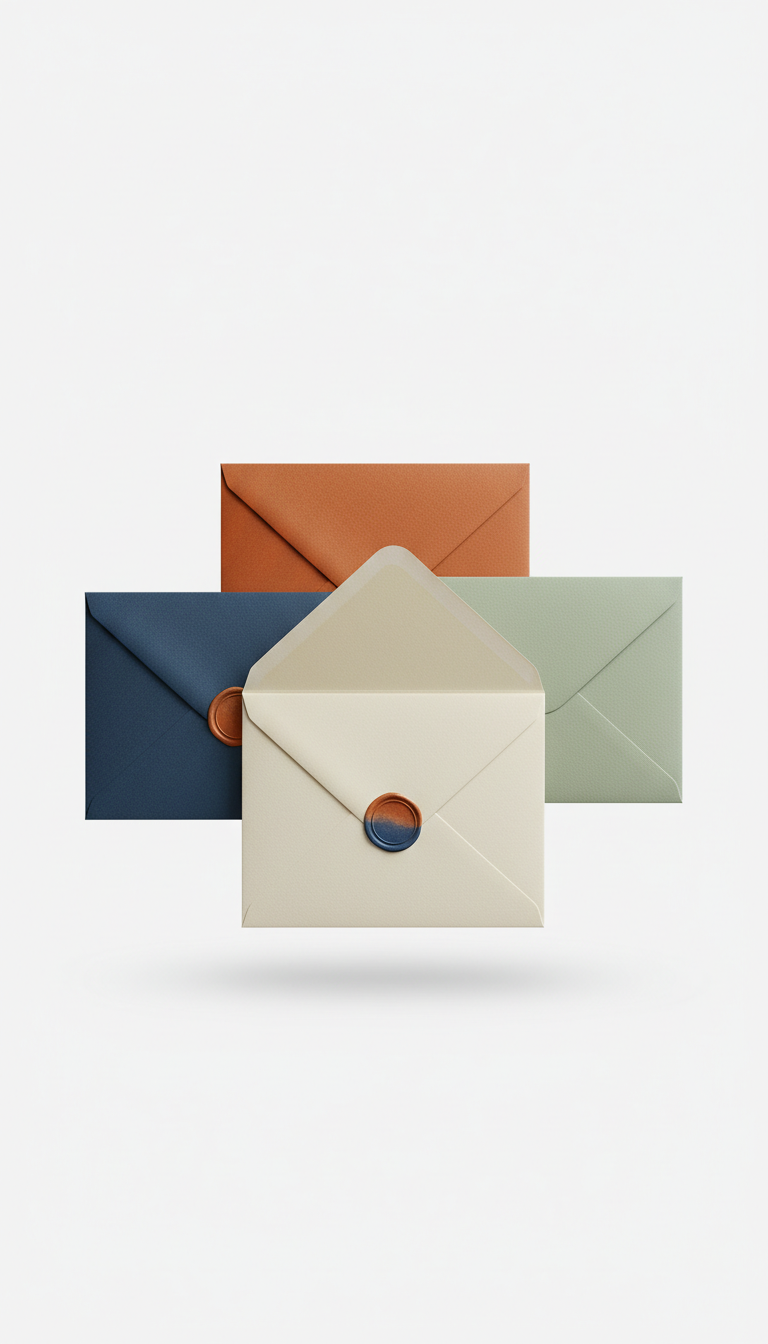 Curated envelope set with wax seal accent